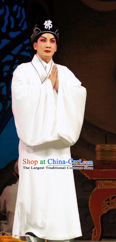 Diao Man Gong Zhu Gan Fu Ma Chinese Guangdong Opera Monk Apparels Costumes and Headpieces Traditional Cantonese Opera Young Male Garment Meng Feixiong Robe Clothing