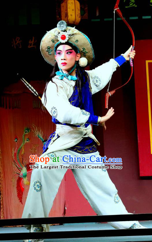 Shoot Eagle Chinese Sichuan Opera Martial Male Apparels Costumes and Headpieces Peking Opera Highlights Swordsman Garment Warrior Hua Rong Clothing