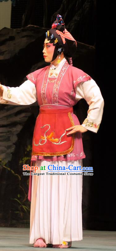 Chinese Cantonese Opera Xiaodan Garment Emperor and the Village Girl Costumes and Headdress Traditional Guangdong Opera Actress Apparels Village Girl Zhang Guilan Dress