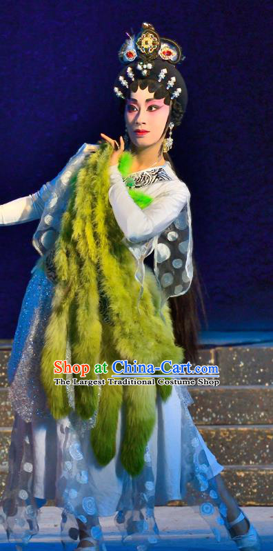 Chinese Cantonese Opera Fairy Garment Costumes and Headdress Traditional Guangdong Opera Goddess Apparels Xiaodan Dress