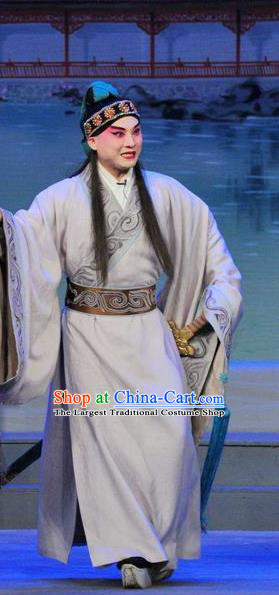Luo Shui Qing Meng Chinese Guangdong Opera Xiaosheng Apparels Costumes and Headwear Traditional Cantonese Opera Prince Garment Cao Zhi Clothing