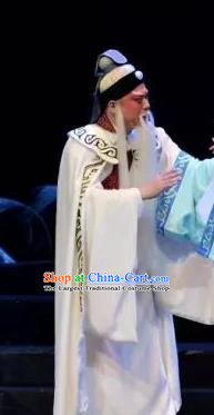 Yi Shui Han Chinese Guangdong Opera Elderly Male Apparels Costumes and Headwear Traditional Cantonese Opera Laosheng Garment Fan Yuqi Clothing