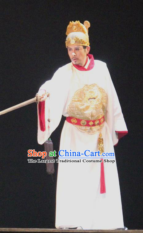 Chinese Traditional Stage Performance Monarch Apparels Costumes Historical Drama Da Song Yu Shi Ancient Emperor Garment Song Dynasty Zhenzong Zhaoheng Clothing and Headwear