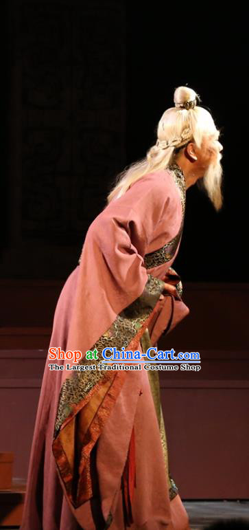 Chinese Traditional Han Dynasty Envoy Lu Jia Clothing Stage Performance Historical Drama King of Nanyue Elderly Male Apparels Costumes Ancient Official Garment and Headwear