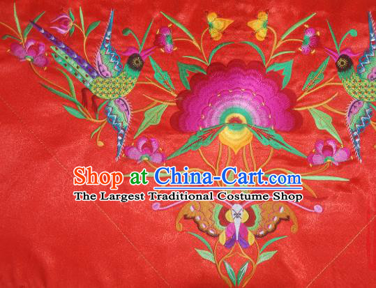 Chinese Traditional Ethnic Embroidered Butterfly Flower Red Patch Decoration Embroidery Applique Craft Embroidered Triangle Accessories