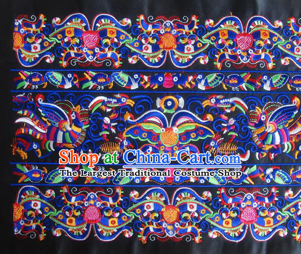 Chinese Traditional Ethnic Embroidered Blue Butterfly Patch Decoration Embroidery Applique Craft Embroidered Triangle Accessories