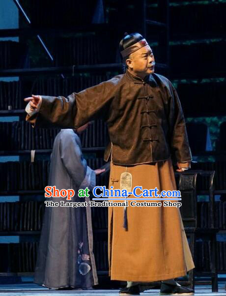 Chinese Traditional Qing Dynasty Buddhist Master Yang Renshan Clothing Stage Performance Historical Drama Apparels Costumes Ancient Elderly Scholar Garment and Headwear