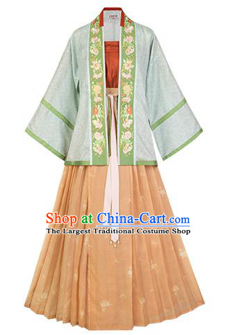 Chinese Traditional Song Dynasty Nobility Lady Hanfu Apparels Ancient Young Woman Embroidered BeiZi and Skirt Historical Costumes Complete Set