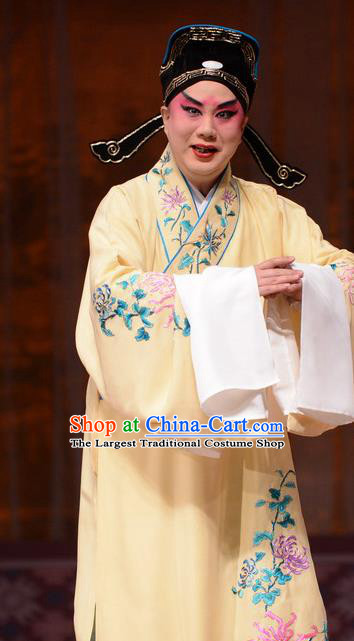 Chun Qiu Pei Chinese Bangzi Opera Xiaosheng Apparels Costumes and Headpieces Traditional Hebei Clapper Opera Young Male Garment Scholar Li Chunfa Clothing