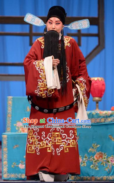 Sheng Si Pai Chinese Bangzi Opera Magistrate Huang Boxian Apparels Costumes and Headpieces Traditional Hebei Clapper Opera Elderly Male Garment Laosheng Clothing