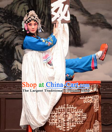 Chinese Hebei Clapper Opera Distress Maiden Garment Costumes and Headdress Sheng Si Pai Traditional Bangzi Opera Hua Tan Dress Diva Huang Xiulan Apparels