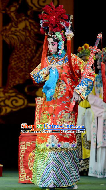 Chinese Hebei Clapper Opera Imperial Consort Garment Costumes and Headdress Wang Baochuan Traditional Bangzi Opera Actress Dress Princess Daizhan Apparels