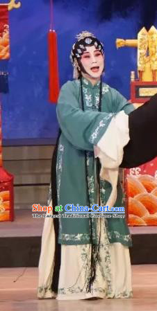 Chinese Hebei Clapper Opera Young Female Garment Costumes and Headdress Bai Luo Shan Traditional Bangzi Opera Dress Distress Woman Apparels