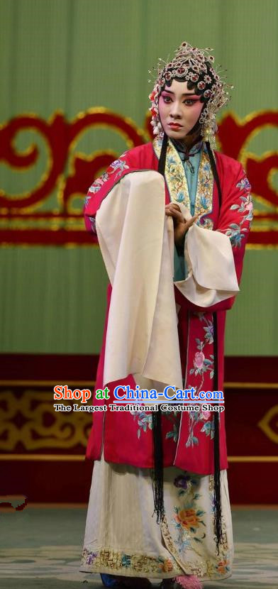 Chinese Hebei Clapper Opera Actress Garment Costumes and Headdress Broadsword Wang Huainv Traditional Bangzi Opera Hua Tan Dress Young Female Apparels
