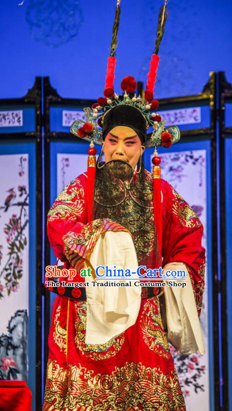 San Guan Pai Yan Chinese Bangzi Opera Military Officer Yang Yanhui Apparels Costumes and Headpieces Traditional Shanxi Clapper Opera Elderly Male Garment Clothing