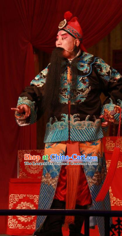 Ba Lang Ci Xiao Chinese Bangzi Opera Martial Male Apparels Costumes and Headpieces Traditional Shanxi Clapper Opera Yang Balang Garment Wusheng Clothing