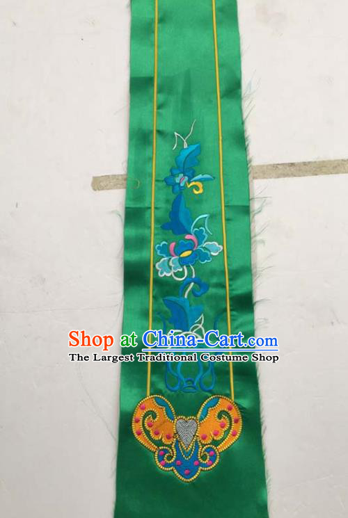 Chinese Traditional Embroidered Butterfly Peony Green Patch Decoration Embroidery Applique Craft Embroidered Dress Ribbon Accessories