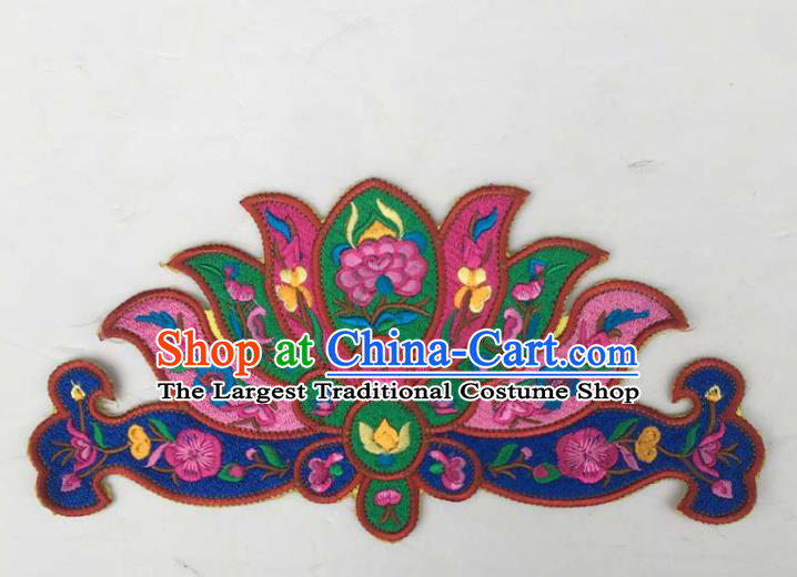 Chinese Traditional Embroidered Cap Blue Patch Decoration Embroidery Applique Craft Embroidered Hat Accessories