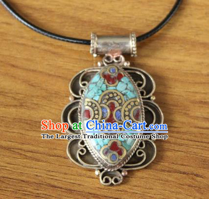 Chinese Traditional Tibetan Nationality Retro Necklet Pendant Decoration Zang Ethnic Handmade Necklace Jewelry Accessories for Women