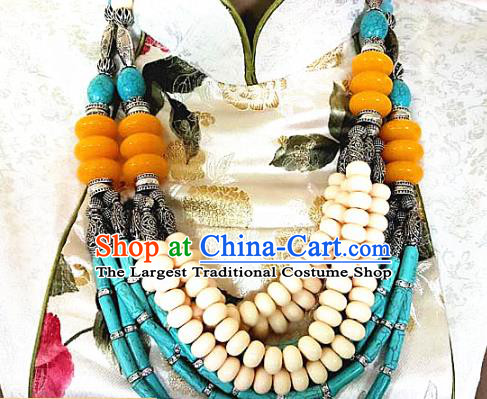 Chinese Traditional Mongolian Nationality Necklet Decoration Moggol Ethnic Handmade Folk Dance Necklace Jewelry Accessories for Women