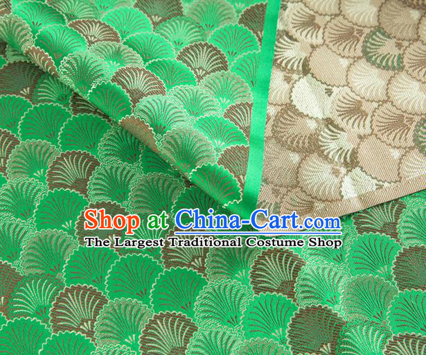 Asian Chinese Traditional Scales Pattern Design Green Brocade Silk Fabric Tapestry Material DIY Mongolian Robe Satin Damask