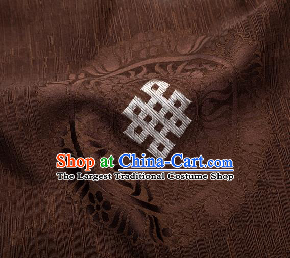 Asian Chinese Traditional Auspicious Pattern Design Brown Brocade Tang Suit Silk Fabric Tapestry Material DIY Satin Damask