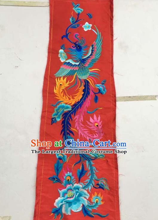 Chinese Traditional Embroidered Phoenix Peony Red Patch Decoration Embroidery Applique Craft Embroidered Dress Accessories