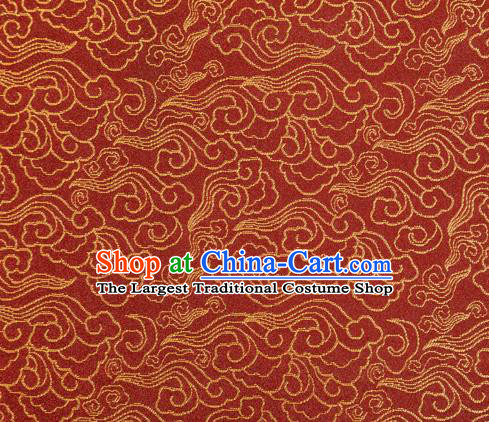 Chinese Classical Clouds Pattern Design Rust Red Brocade Silk Fabric Tapestry Material Asian Traditional DIY Tang Suit Satin Damask