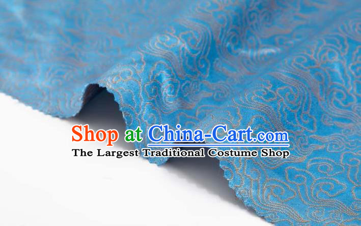 Chinese Classical Clouds Pattern Design Light Blue Brocade Silk Fabric Tapestry Material Asian Traditional DIY Tang Suit Satin Damask