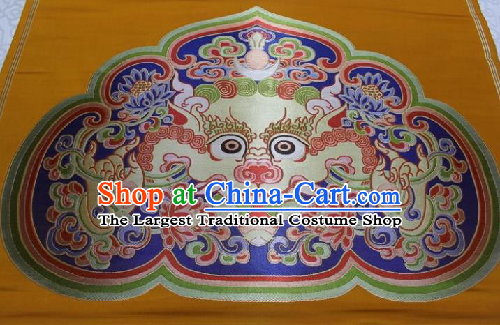 Chinese Buddhism Classical Dragon Pattern Design Golden Brocade Asian Traditional Tapestry Material DIY Satin Damask Tibetan Silk Fabric