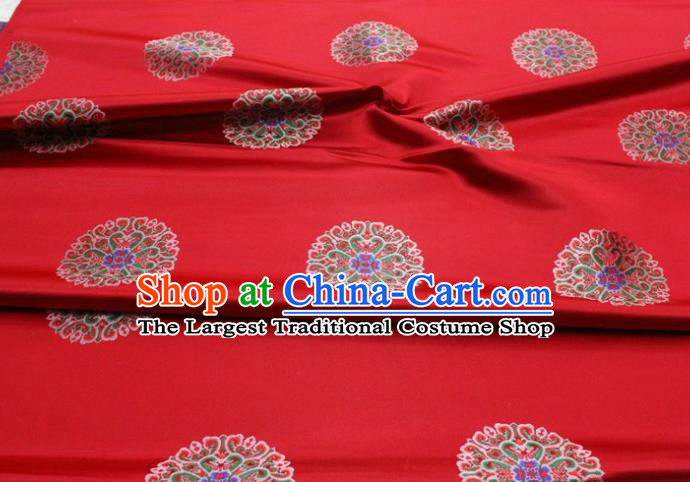 Chinese Classical Lotus Pattern Design Red Brocade Buddhism Silk Fabric DIY Satin Damask Asian Traditional Tibetan Robe Tapestry Material