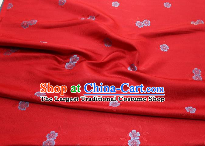 Chinese Classical Blossom Pattern Design Red Brocade Silk Fabric DIY Satin Damask Asian Traditional Qipao Dress Tapestry Material