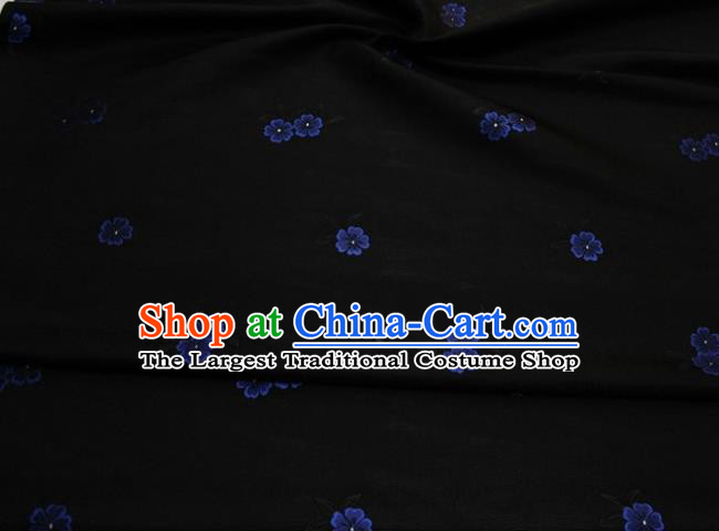 Chinese Classical Blossom Pattern Design Black Brocade Silk Fabric DIY Satin Damask Asian Traditional Qipao Dress Tapestry Material