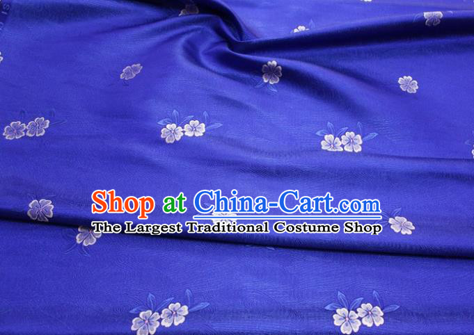 Chinese Classical Blossom Pattern Design Royalblue Brocade Silk Fabric DIY Satin Damask Asian Traditional Qipao Dress Tapestry Material