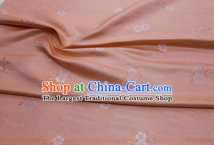 Chinese Classical Blossom Pattern Design Peach Pink Brocade Silk Fabric DIY Satin Damask Asian Traditional Qipao Dress Tapestry Material