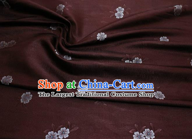 Chinese Classical Blossom Pattern Design Deep Brown Brocade Silk Fabric DIY Satin Damask Asian Traditional Qipao Dress Tapestry Material
