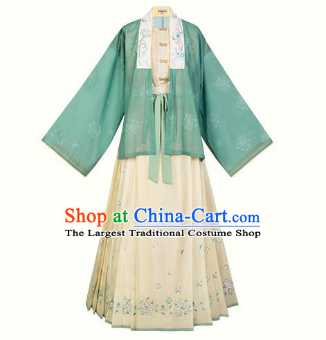 Traditional Chinese Ming Dynasty Country Female Hanfu Apparels Ancient Village Lady Blouse and Skirt Civilian Historical Costumes Full Set