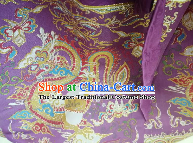 Top Quality Chinese Classical Dragon Pattern Purple Blended Material Traditional Asian Traditional Curtain Jacquard Cloth Fabric