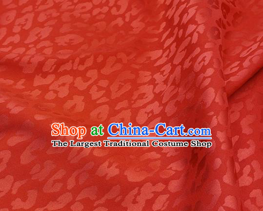 Chinese Traditional Leopard Dragonfly Pattern Design Rust Red Satin Fabric Silk Material Traditional Asian Tang Suit Cloth Tapestry