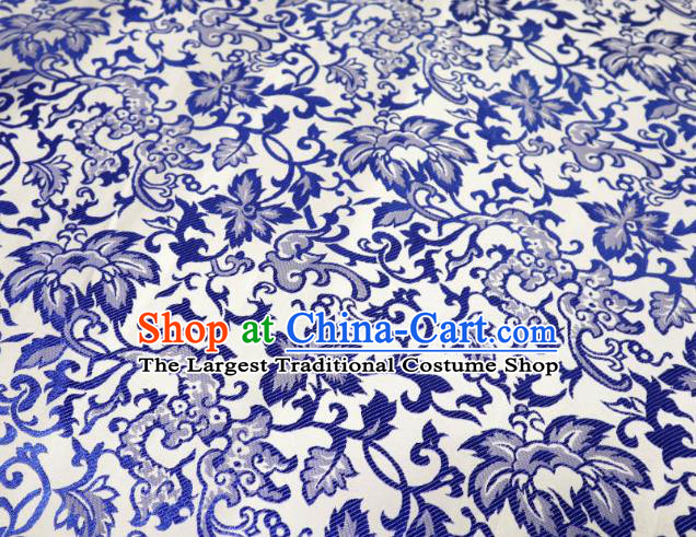 Chinese Classical Twine Pattern Design White Brocade Cheongsam Fabric Asian Traditional Tapestry Satin Material DIY Imperial Cloth Damask