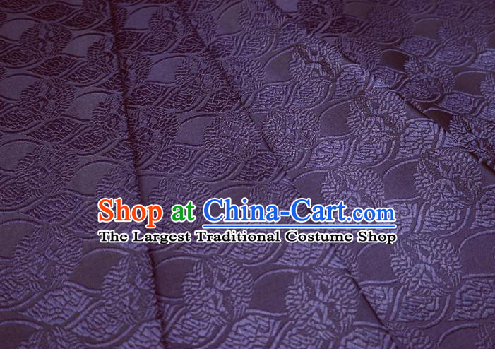 Top Quality Japanese Classical Double Cranes Pattern Purple Satin Material Asian Traditional Brocade Kimono Belt Nishijin Cloth Fabric