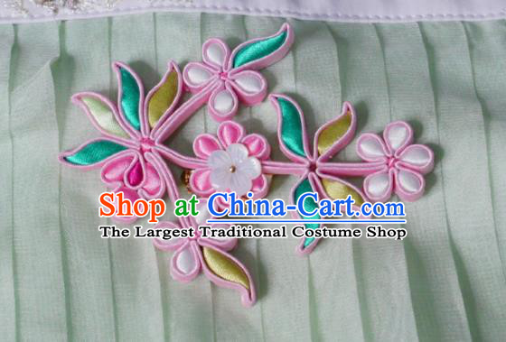 Chinese Classical Pink Silk Plum Brooch Traditional Hanfu Cheongsam Accessories Handmade Breastpin Pendant for Women