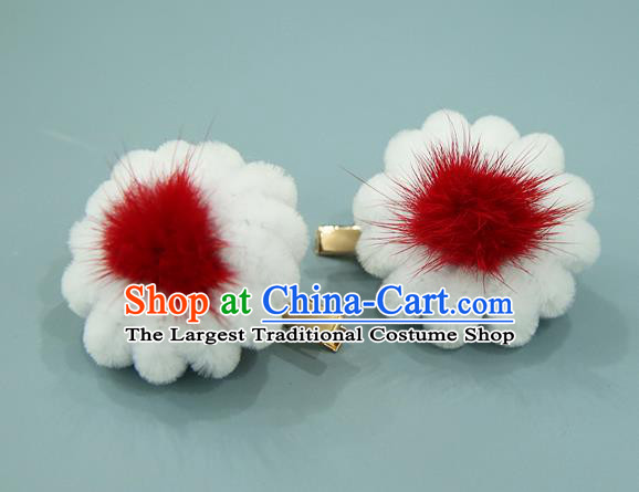 Handmade Chinese Velvet Red Pumpkin Hair Claws Traditional Classical Hair Accessories Ancient Imperial Consort Hair Stick for Women