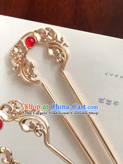 Handmade Chinese Tang Dynasty Dance Hair Clip Traditional Hair Accessories Ancient Princess Golden Hairpins for Women