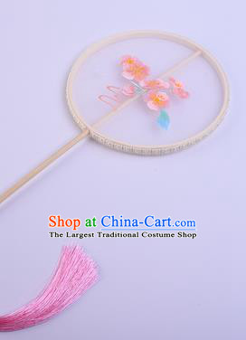 Handmade Chinese Traditional Dance Silk Fan Accessories Decoration Hanfu Embroidered Peach Blossom Palace Fan for Women