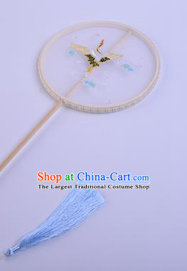 Handmade Chinese Traditional Dance Silk Fan Accessories Decoration Hanfu Embroidered Crane Palace Fan for Women