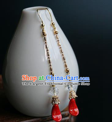 Chinese Handmade Long Tassel Earrings Traditional Hanfu Ear Jewelry Accessories Classical Eardrop for Women