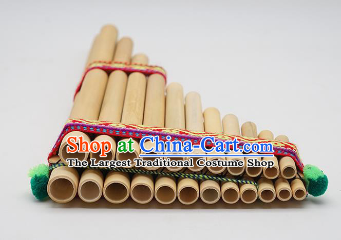 Peru Traditional Musical Instruments Indian Religious Double Row Panpipe Wind Instrument 23 Scale Pan Flute