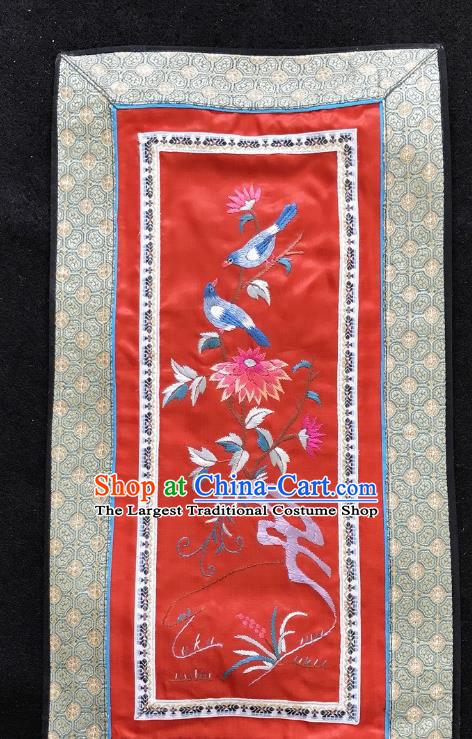 Chinese National Embroidered Paintings Traditional Handmade Embroidery Decorative Red Silk Picture Craft
