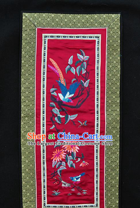 Chinese National Embroidered Blue Bird Flowers Silk Painting Traditional Handmade Embroidery Craft Embroidering Decorative Wall Picture